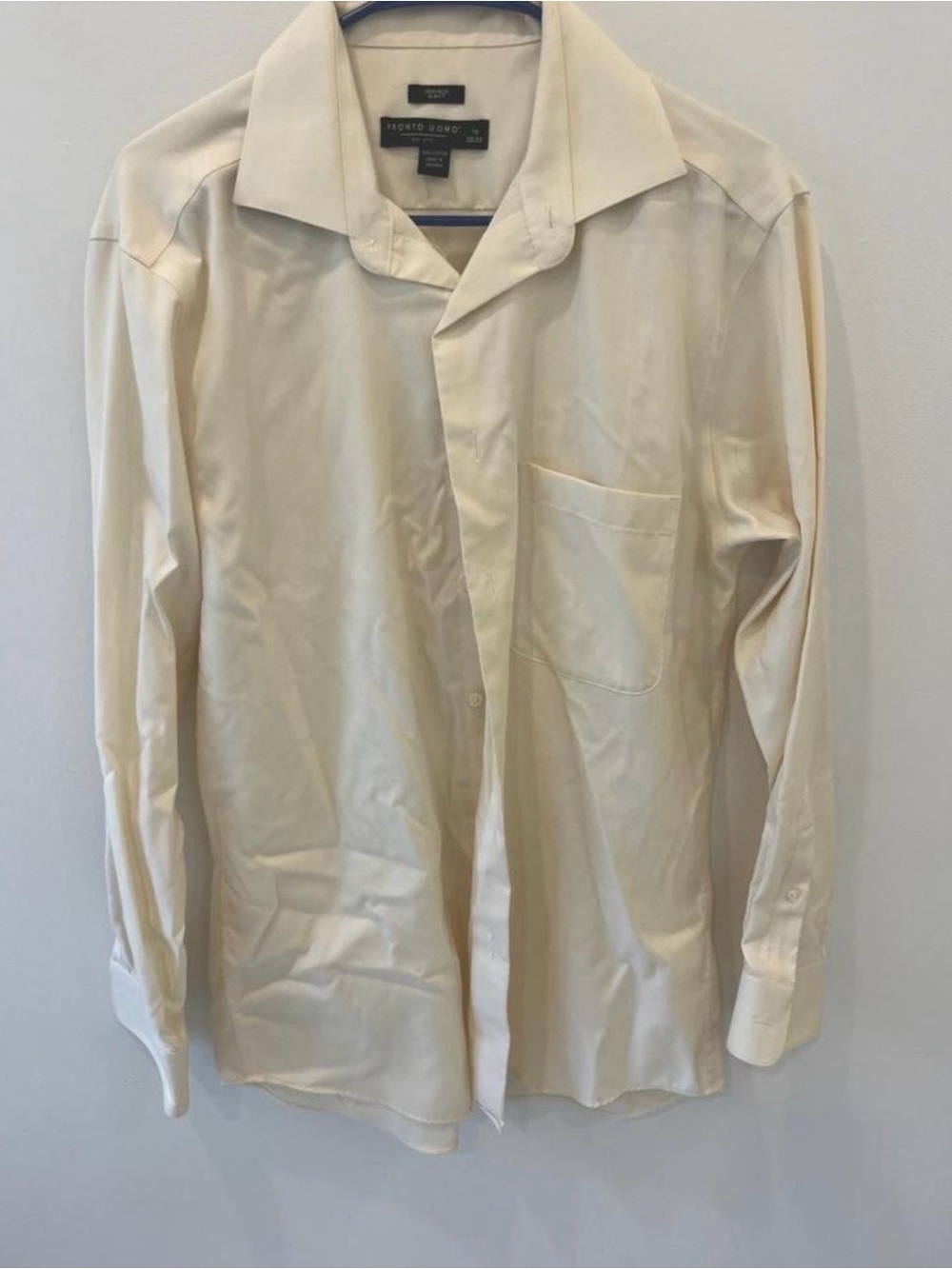 Pronto Uomo Men's Cream Long-Sleeve Dress Shirt